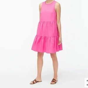 Jcrew hot pink tiered sleeveless dress